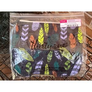 Thirty One 31 Bags Studio One Flap AD40 Falling Feathers Green Blue Brown NEW